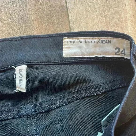 Rag & Bone Midnight Tuxedo Black Zipper Capri Skinny Jeans Sz 24 - Picture 3 of 7
